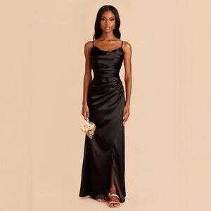 Birdy Grey Lydia bridesmaid dress in Shiny Satin Black